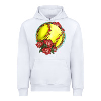 White Western Softball With Roses Urban Hoodie - LillyAllenDesigns