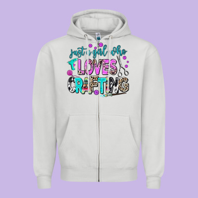 Just A Girl Who Loves Crafting Zipper Hoodie Designed By Adodesignshop