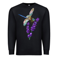 Black Dragonfly With Lavender Premium Sweatshirt - LillyAllenDesigns