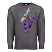 Charcoal Heather Dragonfly With Lavender Premium Sweatshirt - LillyAllenDesigns