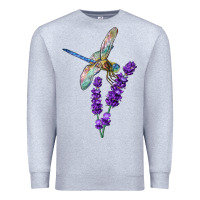 Heather Grey Dragonfly With Lavender Premium Sweatshirt - LillyAllenDesigns