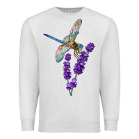 Oatmeal Heather Dragonfly With Lavender Premium Sweatshirt - LillyAllenDesigns