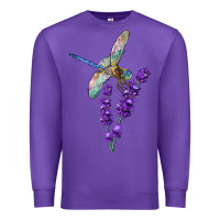Purple Dragonfly With Lavender Premium Sweatshirt - LillyAllenDesigns