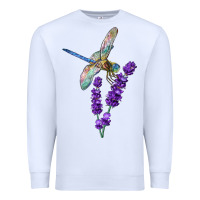 White Dragonfly With Lavender Premium Sweatshirt - LillyAllenDesigns
