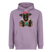Lavender suffolk ewe peeking with floral headdress Heavyweight Hoodie - BarkalooDesign