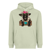 Matcha suffolk ewe peeking with floral headdress Heavyweight Hoodie - BarkalooDesign