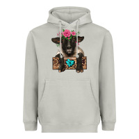 Moon Dust suffolk ewe peeking with floral headdress Heavyweight Hoodie - BarkalooDesign