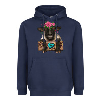 Navy suffolk ewe peeking with floral headdress Heavyweight Hoodie - BarkalooDesign