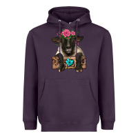 Plum suffolk ewe peeking with floral headdress Heavyweight Hoodie - BarkalooDesign