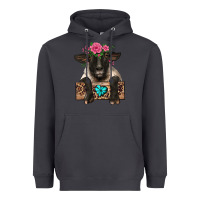 Smoke suffolk ewe peeking with floral headdress Heavyweight Hoodie - BarkalooDesign