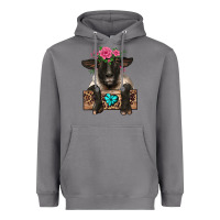 Storm suffolk ewe peeking with floral headdress Heavyweight Hoodie - BarkalooDesign