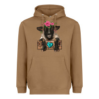 Toasted Coconut suffolk ewe peeking with floral headdress Heavyweight Hoodie - BarkalooDesign