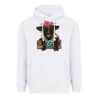 White suffolk ewe peeking with floral headdress Heavyweight Hoodie - BarkalooDesign