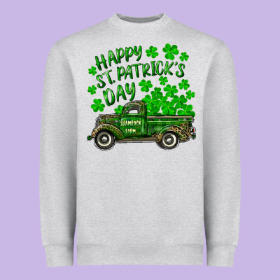 Heavyweight Sweatshirt happy st. patricks day shamrock farm truck