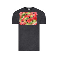 Vintage Black watermelon strawberry kiwi background Vintage Tee - BarkalooDesign