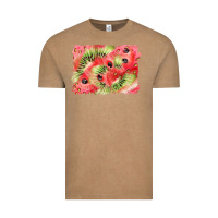 Vintage Coffee watermelon strawberry kiwi background Vintage Tee - BarkalooDesign