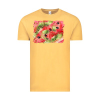 Vintage Mustard watermelon strawberry kiwi background Vintage Tee - BarkalooDesign