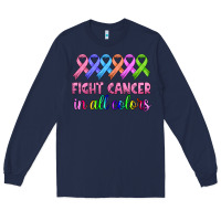 Navy fight cancer in all colors Long Sleeve Tee - HRA Design Shop