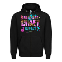 Black eat sleep craft repeat Zipper Hoodie - AdoDesignShop