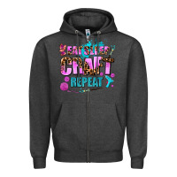 Charcoal Heather eat sleep craft repeat Zipper Hoodie - AdoDesignShop