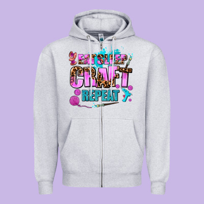 Eat Sleep Craft Repeat Zipper Hoodie Designed By Adodesignshop