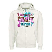 Oatmeal Heather eat sleep craft repeat Zipper Hoodie - AdoDesignShop