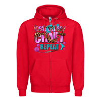 Red eat sleep craft repeat Zipper Hoodie - AdoDesignShop