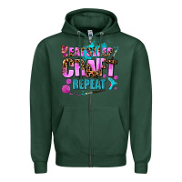 Sports Green eat sleep craft repeat Zipper Hoodie - AdoDesignShop