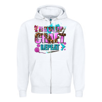 White eat sleep craft repeat Zipper Hoodie - AdoDesignShop