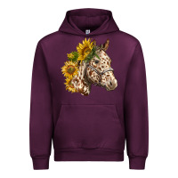 Mauve Wine appaloosa horse with sunflowers Urban Hoodie - LillyAllenDesigns