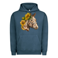 Pigment Midnight Navy appaloosa horse with sunflowers Urban Hoodie - LillyAllenDesigns