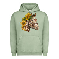 Pigment Oil Green appaloosa horse with sunflowers Urban Hoodie - LillyAllenDesigns