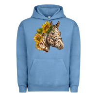 Pigment Pebble Blue appaloosa horse with sunflowers Urban Hoodie - LillyAllenDesigns