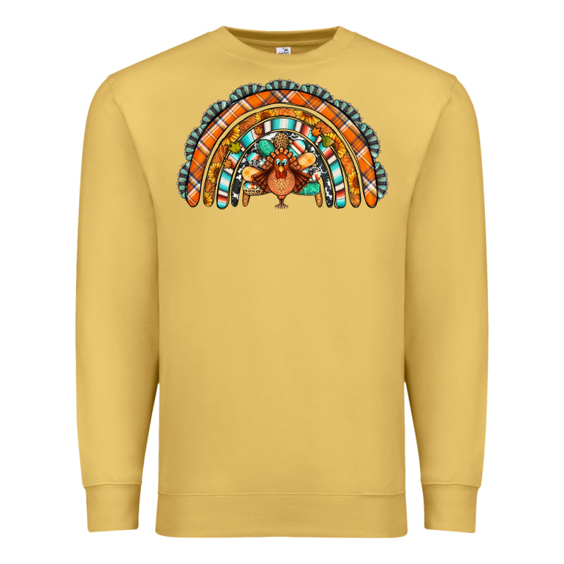 Turquoise Thanksgiving Turkey Rainbow Premium Sweatshirt by Jasminsmagicworld | Teevron
