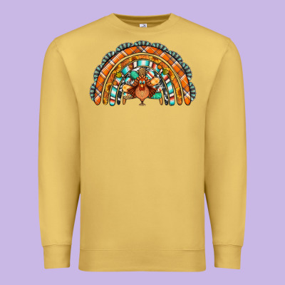 Turquoise Thanksgiving Turkey Rainbow Premium Sweatshirt Designed By Jasminsmagicworld