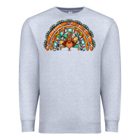 Heather Grey turquoise thanksgiving turkey rainbow Premium Sweatshirt - Jasminsmagicworld