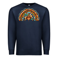 Navy turquoise thanksgiving turkey rainbow Premium Sweatshirt - Jasminsmagicworld