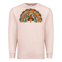 Pale Pink turquoise thanksgiving turkey rainbow Premium Sweatshirt - Jasminsmagicworld