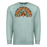 Seafoam turquoise thanksgiving turkey rainbow Premium Sweatshirt - Jasminsmagicworld