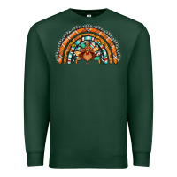 Sports Green turquoise thanksgiving turkey rainbow Premium Sweatshirt - Jasminsmagicworld