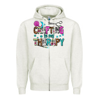 Oatmeal Heather crafting is my therapy Zipper Hoodie - AdoDesignShop