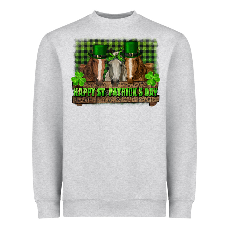 Happy St. Patricks Day Horses With Leprechaun Heavyweight Sweatshirt by RanaPortraitStore | Teevron