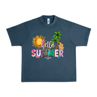 Midnight Navy hello summer with sun Urban Heavy Tee - texasbilliewilder