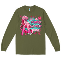 Army Green dinosaur  in october we wear pink Long Sleeve Tee - AdoDesignShop