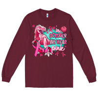 Burgundy dinosaur  in october we wear pink Long Sleeve Tee - AdoDesignShop
