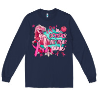 Navy dinosaur  in october we wear pink Long Sleeve Tee - AdoDesignShop