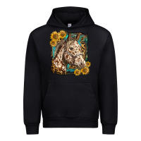 Black appaloosa horse with sunflowers and western background Urban Hoodie - LillyAllenDesigns