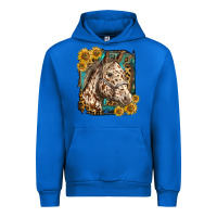 Cobalt appaloosa horse with sunflowers and western background Urban Hoodie - LillyAllenDesigns