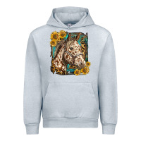 Heather Grey appaloosa horse with sunflowers and western background Urban Hoodie - LillyAllenDesigns