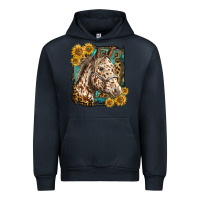 Navy appaloosa horse with sunflowers and western background Urban Hoodie - LillyAllenDesigns